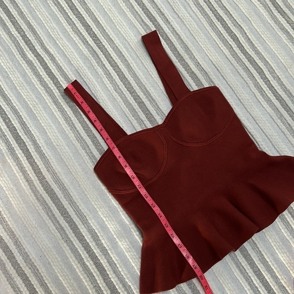 Express Womens Body Contour Peplum Tank Top Rust Brown Sleeveless Stretch S NWT - Picture 5 of 8